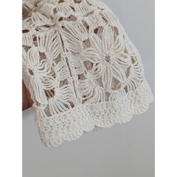 Ultra Pink Women Long Sleeve Top Crochet Open Knit Cardigan Romantic Boho Sz XL - Picture 7 of 10